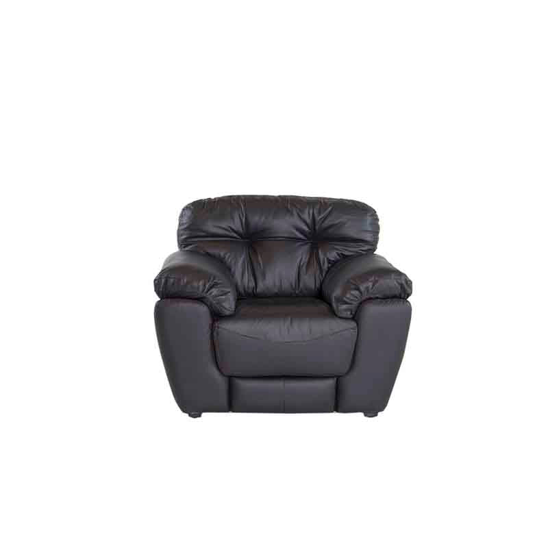 Sillón Carter de cuero en color moka, con asiento y respaldo acolchado, dimensiones 111x90x88 cm, deurope.com.mx