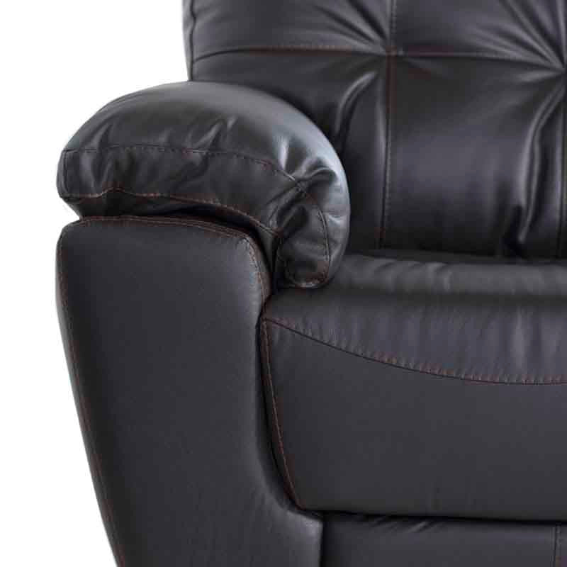 Sillón Carter de cuero en color moka, con respaldo y asiento acolchados, dimensiones aproximadas, deurope.com.mx