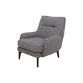 Sillón Andrea Essa decolor negro con tapiz de tela, vista frontal, mide 75 cm de alto y 86 cm de fondo.