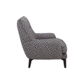 Sillón Andrea Essa de tapiz negro con estructura moderna, frente de 75 cm, altura de 86 cm y fondo de 85 cm.