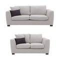 Sofá y loveseat Sonny de Deurope en color marfil, tapizado en tela Victory, juego de sala elegante y cómodo.