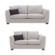 Sofá y loveseat Sonny de Deurope en color marfil, tapizado en tela Victory, juego de sala elegante y cómodo.