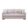 Sofá Michelle de Deurope en tela beige con textura afelpada, con cojines y estructura moderna para sala de estar.