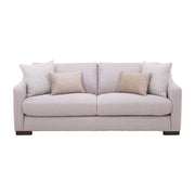 Sofá Michelle de color beige con tela de textura afelpada y diseño moderno, ideal para salas de estar elegantes.