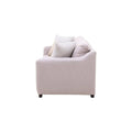 Sofá Michelle de tela beige con textura afelpada, estilo moderno y cómodo, ideal para sala de estar.