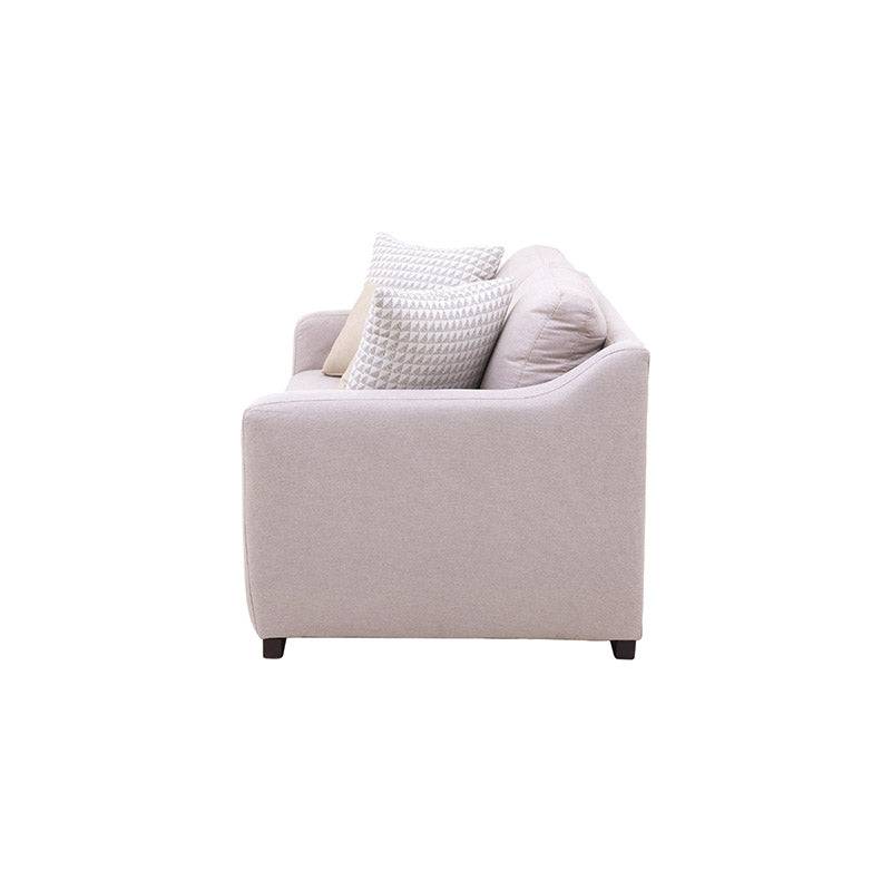 Sofá Michelle de color beige con tela de tejido plano y textura afelpada, ideal para sala moderna y cómoda.