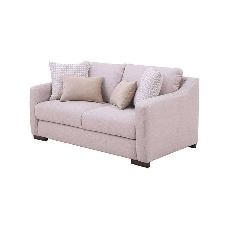 Sofá Michelle de Deurope en tela beige con textura afelpada, sofá moderno y cómodo para sala de estar.
