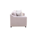 Sofá Michelle de color beige de tela con textura afelpada, ideal para sala moderna y cómoda.