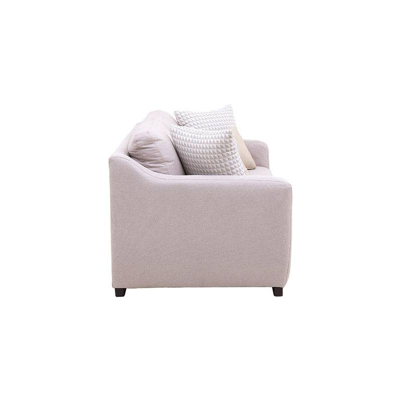Sofá Michelle de color beige, de tela tejida con textura afelpada, cómodo y elegante para sala de deurope.com.mx