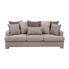 Sofá de sala Quebec de 2 piezas en tejido café con textura afelpada, mide 220 cm de largo, ideal para ambientes modernos.