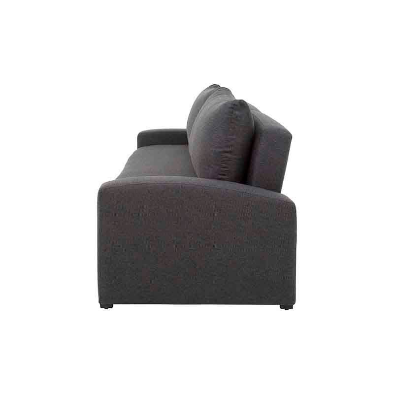 Sofá cama Caruso de Deurope en tela gris Oxford, con estructura moderna y dimensiones de 225 cm de largo y 90 cm de alto.