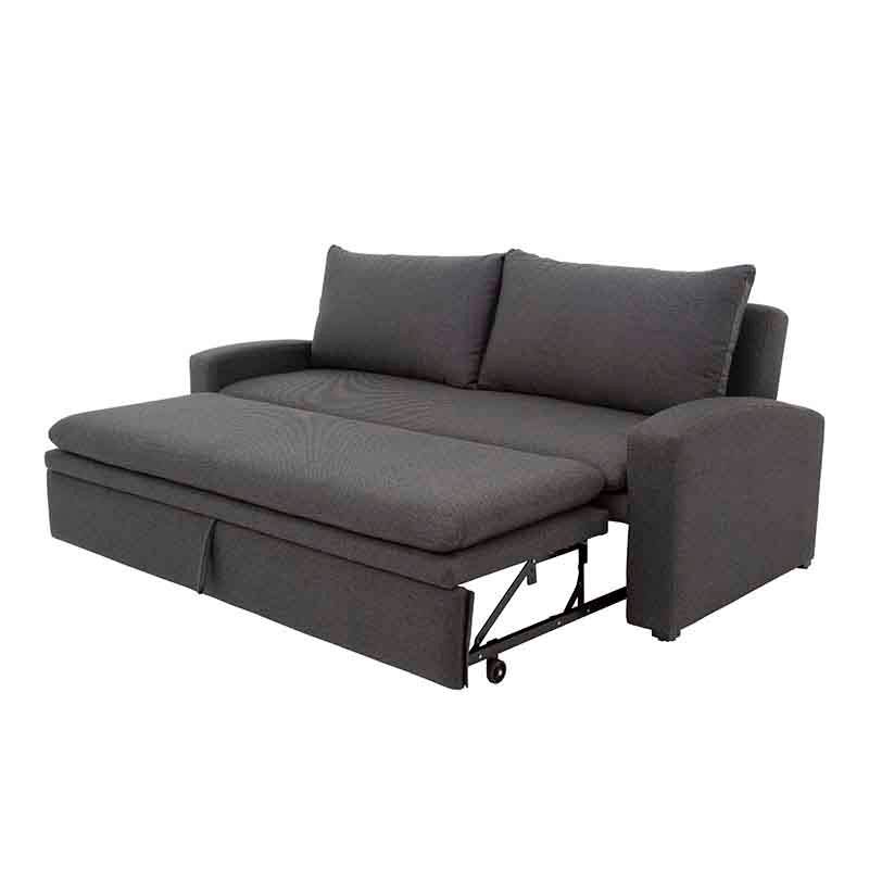Sofá cama Caruso decolor gris oxford, tela tejida, loveseat con estructura robusta y tamaño 225x90x92 cm.