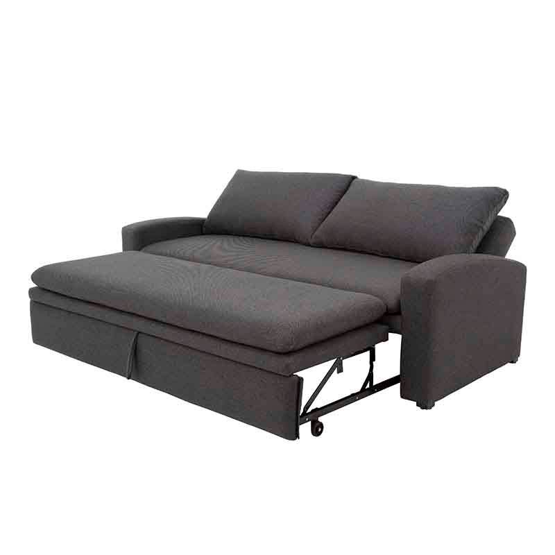 Sofá cama Caruso de Deurope en color gris Oxford, tela de tejido plano, con dimensiones visibles, ideal para espacios modernos.
