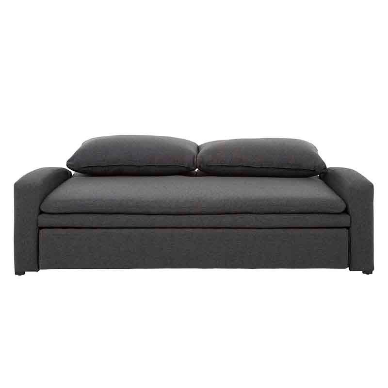 Sofá cama Caruso de Deurope en gris oxford, con tela de tejido plano, frente de 225 cm, sofá cama cómodo y moderno.