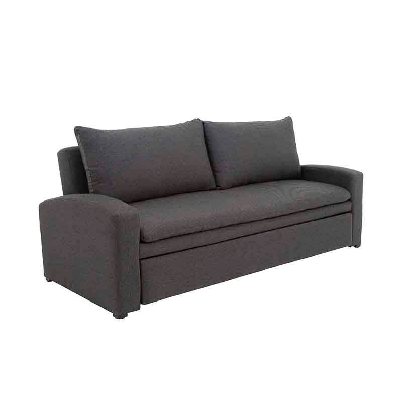 Sofá cama Caruso de color gris Oxford, de textura de tela, con estructura robusta y dimensiones de 225x90x92 cm, de Deurope.