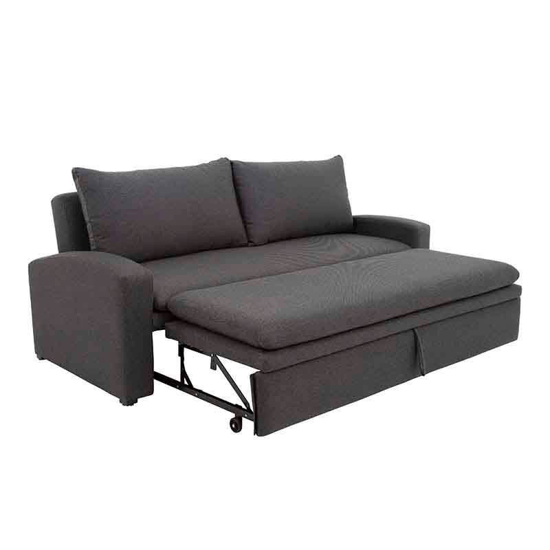 Sofá cama Caruso de Deurope en tela gris Oxford, con estructura moderna y medidas de 225 cm de largo y 90 cm de alto.