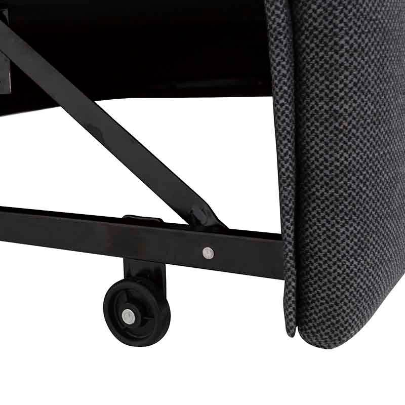 Sofá cama Caruso de Deurope en tela gris Oxford, con estructura moderna y tamaño compacto, ideal para espacios elegantes.