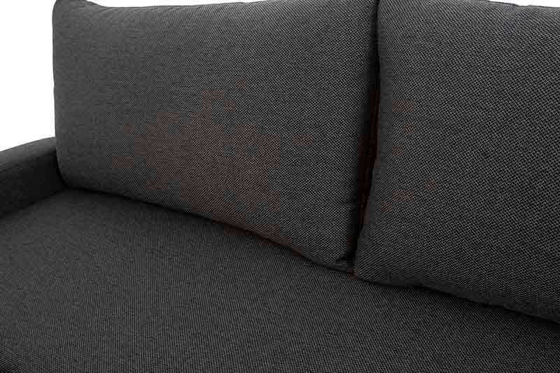 Sofá cama Caruso de color gris oxford, deoupe.com.mx, con tela de tejido plano, en vista frontal, con dimensiones de 225x90x92 cm