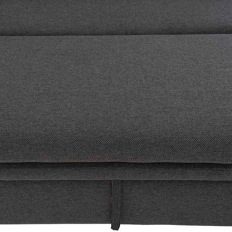 Sofá cama Caruso de color gris oxford, deoupe.com.mx, con estructura de tela tejido plano, tamaño 225x90x92 cm, vista frontal.