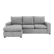 Sofá Gracey con taburete de Deurope, tapizado en tela gris, con estructura moderna y cojines cómodos.