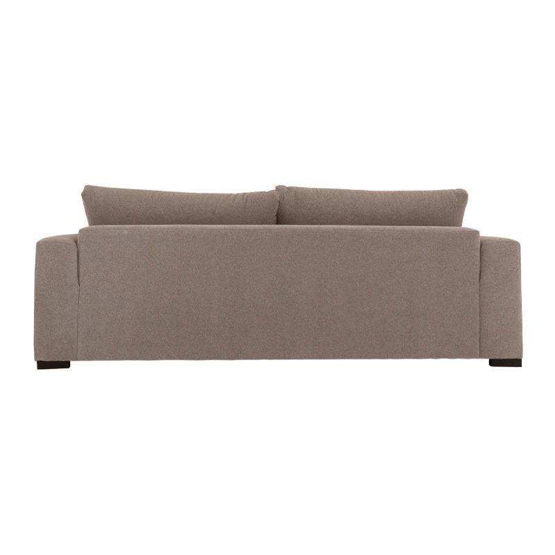 Sofá Oporto de Deurope, sillón moderno con tapizado en tela gris y estructura de madera, en un salón de estilo contemporáneo.