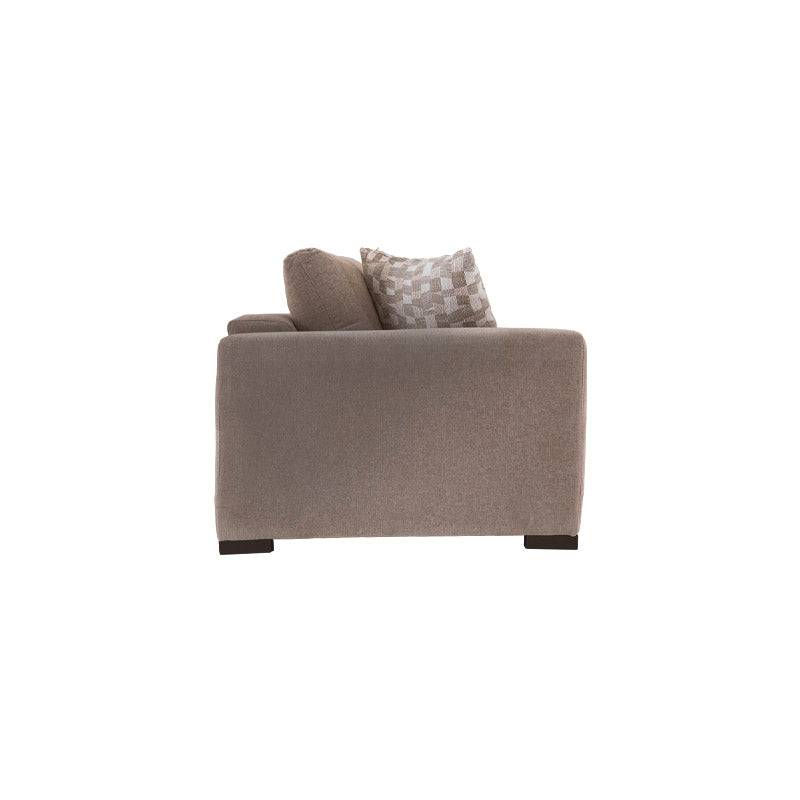 Sofá Oporto de Deurope.com.mx, sillón gris con diseño moderno y cojines acolchados en una sala elegante.