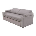 Sofá cama matrimonial Vittorio deurope.com.mx en tapiz gris claro, con apertura flip top y dimensiones de 213 cm de ancho.
