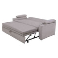 Sofá cama matrimonial Vittorio de color gris claro, tapizado en tela, con respaldo y asiento cómodos, mide 213 cm de ancho.