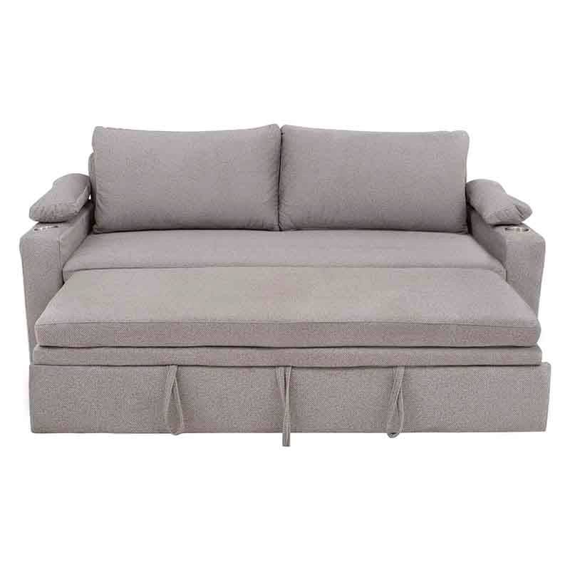 Sofá cama matrimonial Vittorio de Deurope con tapiz gris claro, estructura de tela y tamaño 213 cm de ancho.