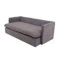 Sofá cama Calm de Deurope en tela gris oxford, vista frontal, con respaldo y asientos acolchados, dimensiones 214x95x112 cm.