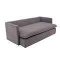 Sofá cama Calm de color gris oxford, tapizado en tela, con dimensiones de 214 cm de largo, 95 cm de alto y 112 cm de fondo.