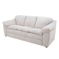 Sofá Chloe de deurope.com.mx en tela marfil, con estructura moderna, frente de 212 cm y cojines cómodos.