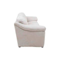 Sofá Chloe de europe.com.mx en tela marfil, con diseño moderno y tamaño de 212 cm de largo, 90 cm de alto y 96 cm de fondo.