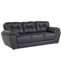 Sofá Carter de deurope.com.mx en piel marrón, con respaldo y asiento acolchados, mide 223 cm de largo y 90 cm de alto.