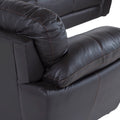 Sofá Carter de Deurope.com.mx en cuero moka, vista frontal, con dimensiones de 223 cm de ancho, 90 cm de alto y fondo de 88 cm.