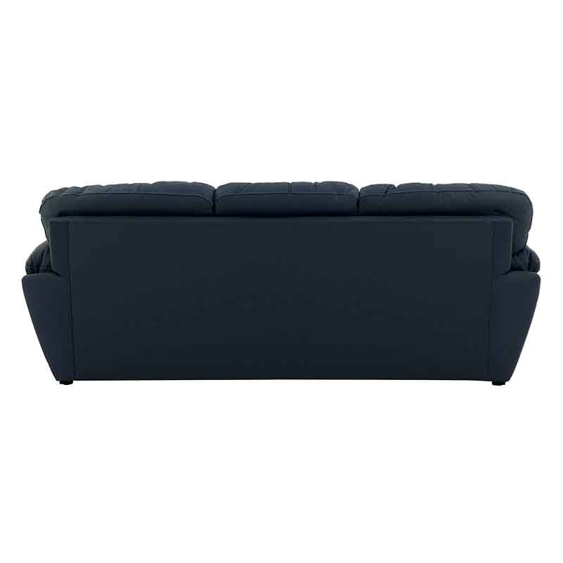 Sofá Carter de cuero marrón de estilo moderno, con asiento y respaldo acolchados, frente a la cámara, en un ambiente interior.
