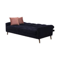 Sofá Eugenia de deurope.com.mx en tela negra con textura afelpada, estructura de madera de pino, tamaño 215x92x91 cm.