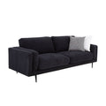 Sofa de sala Alessandra de 2 piezas en tapiz negro, con estructura moderna y cojines acolchados, deupeport.com.mx