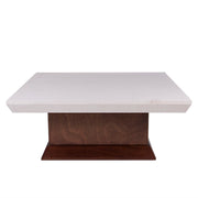 Mesa de Centro Mond Color Tabaco en Chapa de Caoba con Cubierta de mármol Belagio Frente 100 cm Alto 43 cm Fondo 100 cm 