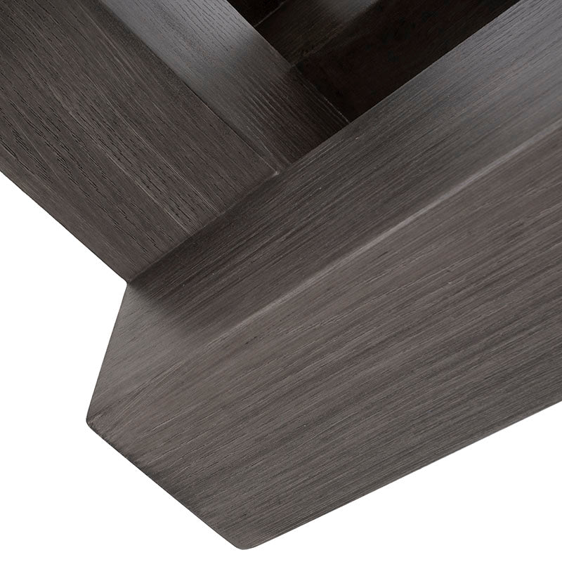 mesa vemer con base de madera y cubierta de cristal rectangular 19mm