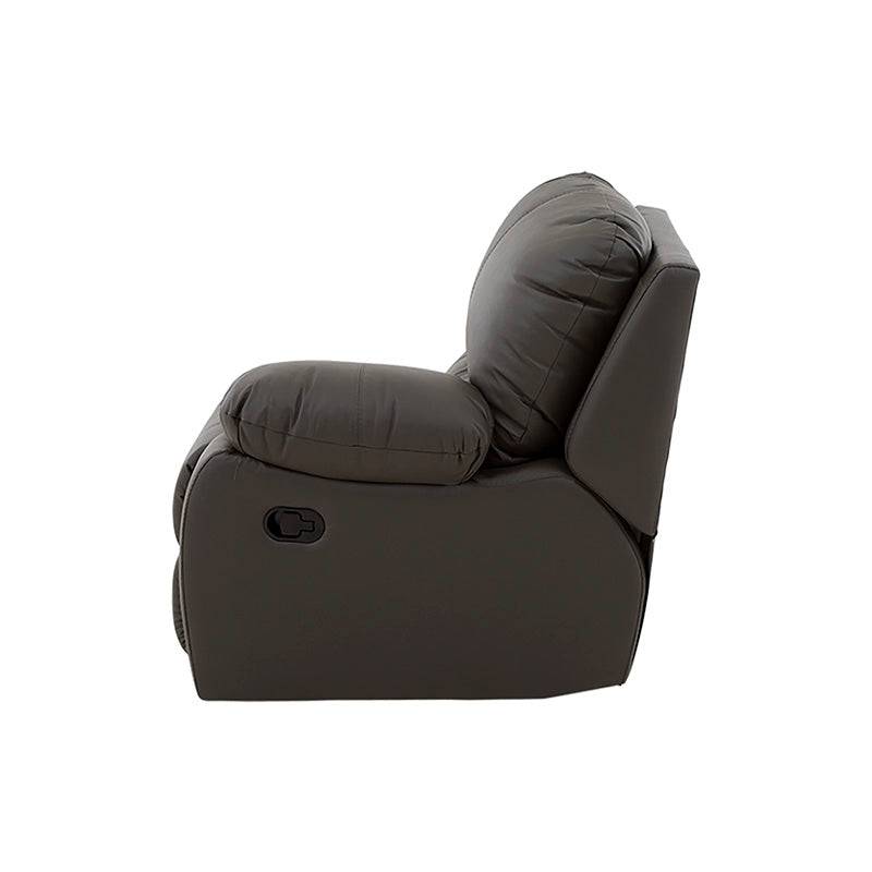 Sala Enzo III lateral derecha en gris oscuro con piel y toque de cuero, 85 cm de alto y 100 cm de fondo.