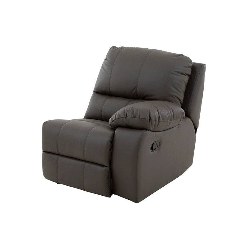 Sala ENZO III lateral derecha en gris oscuro con piel y acabado de cuero, de 85 cm de alto y 100 cm de fondo, marca D’europe