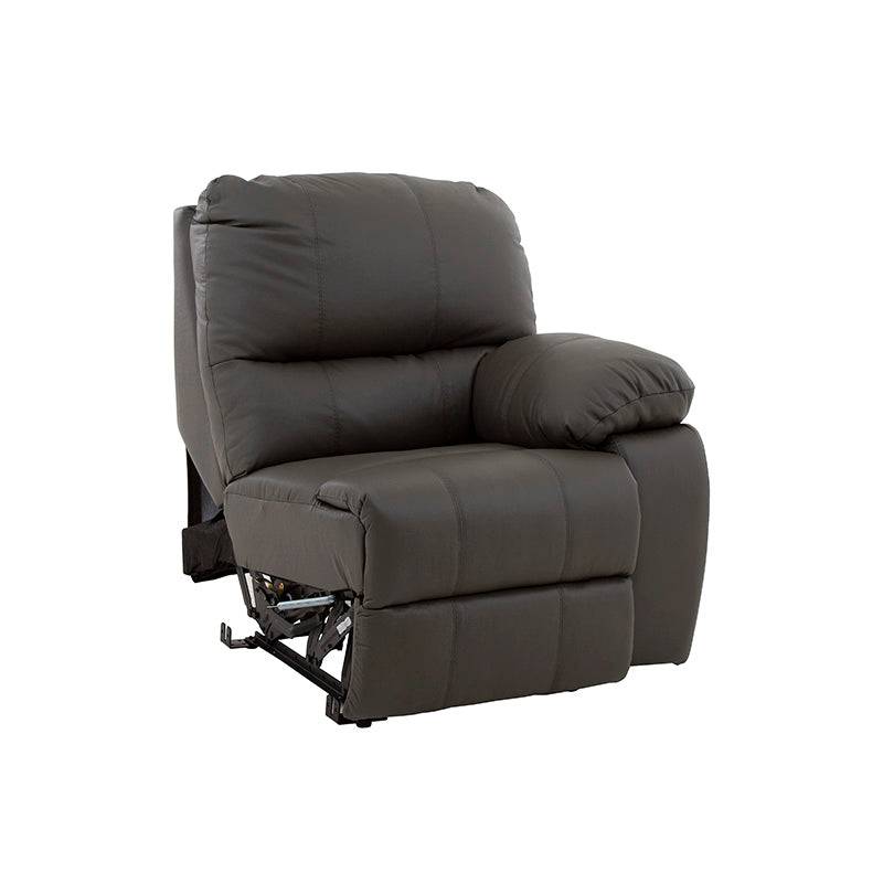 Sala D´Europe ENZO III lateral derecho en gris oscuro con piel y toque de cuero, 85 cm de alto, 97 cm de frente y 100 cm de fondo.