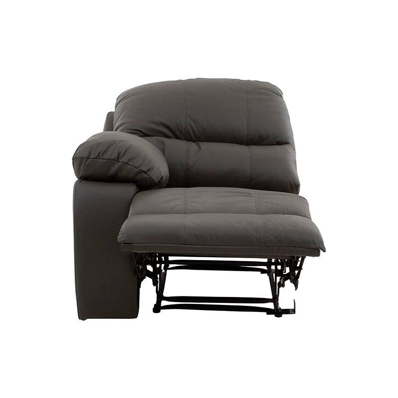Sala D'europe Enzo III lateral izquierda en gris oscuro con acabado en piel y cuero, de 85 cm de alto y 97 cm de fondo.