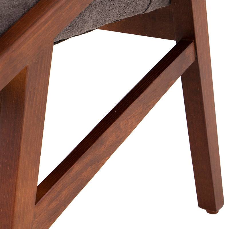 Sillas de comedor Quetzal deDeurope.com.mx en color café y tabaco con estructura de madera industrial, tapizadas en tela.