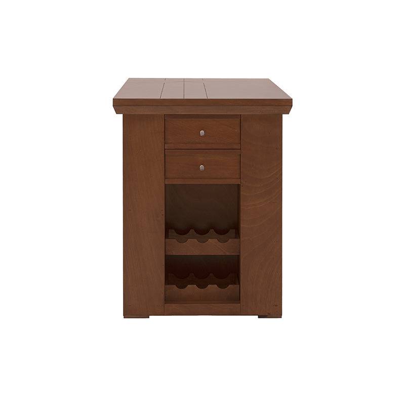 Mesa de antecomedor Inglaterra de madera industrializada con chapa de parota en tono tabaco, de 140 cm de largo y 98 cm de alto.