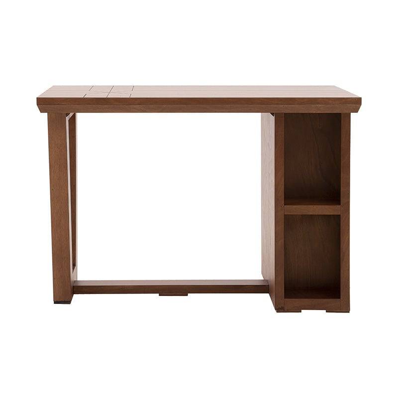Mesa de antecomedor Inglaterra de madera industrializada y chapa de parota, frente, 140 cm de ancho, 98 cm de alto y 76 cm de fondo.