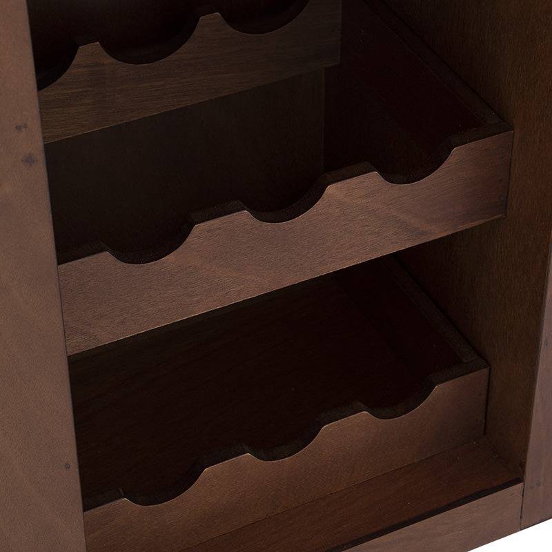 Mesa de antecomedor Inglaterra de madera industrializada en chapa de parota, con acabado en color tabaco, frente y vista lateral.