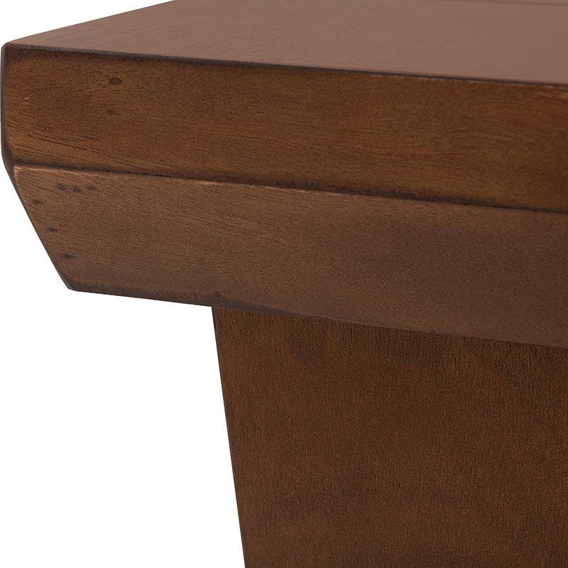 Mesa de antecomedor Inglaterra de madera con acabado en chapa de parota, dimensiones 140x98x76 cm, estilo industrial.
