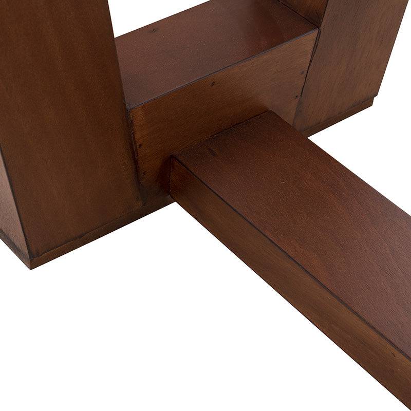 Mesa de antecomedor Inglaterra de madera industrializada con chapa de parota, frente, 140 cm, altura 98 cm y fondo 76 cm.
